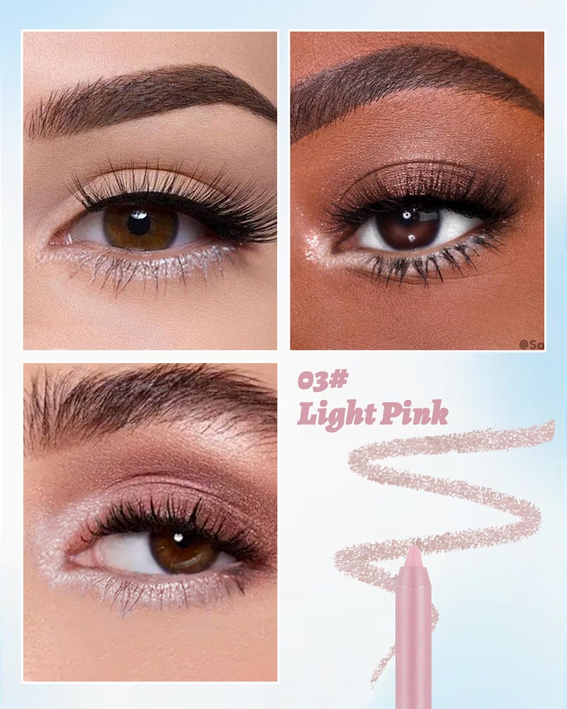 Lestpola Waterline Gel Eyeliner Pencil, Light Pink Shimmer Waterproof Long Lasting Eye Liner Pencils with Sharpener, Highly Pigmented Hypoallergenic Cream Glitter Eyeliner Brightener Pen Makeup for Women-03 - Image 3